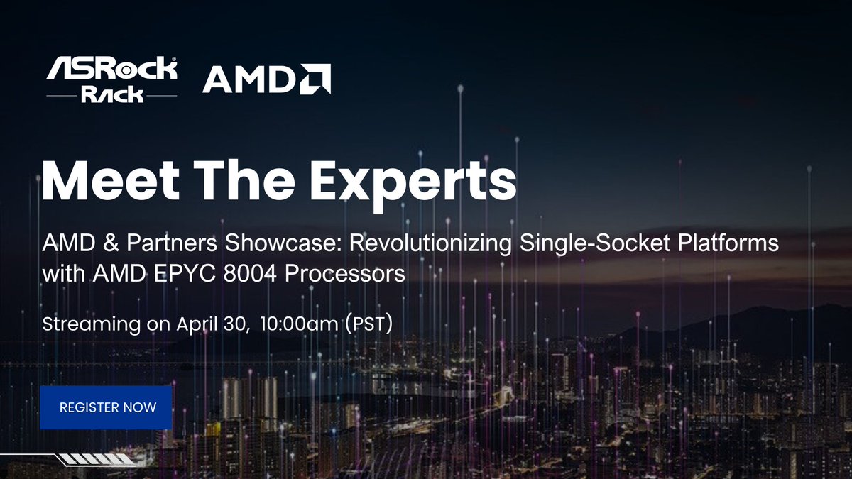 🚀 Join the Tech Revolution with ASRock Rack Inc. at the AMD Webinar! Discover how we're revolutionizing single-socket platforms with the AMD EPYC™ 8004 Processors! 💥 📅 Date: April 30th, 2024 🕒 Time: 10:00 am (PST) 🔗 Register now: lnkd.in/eSDM3pYs