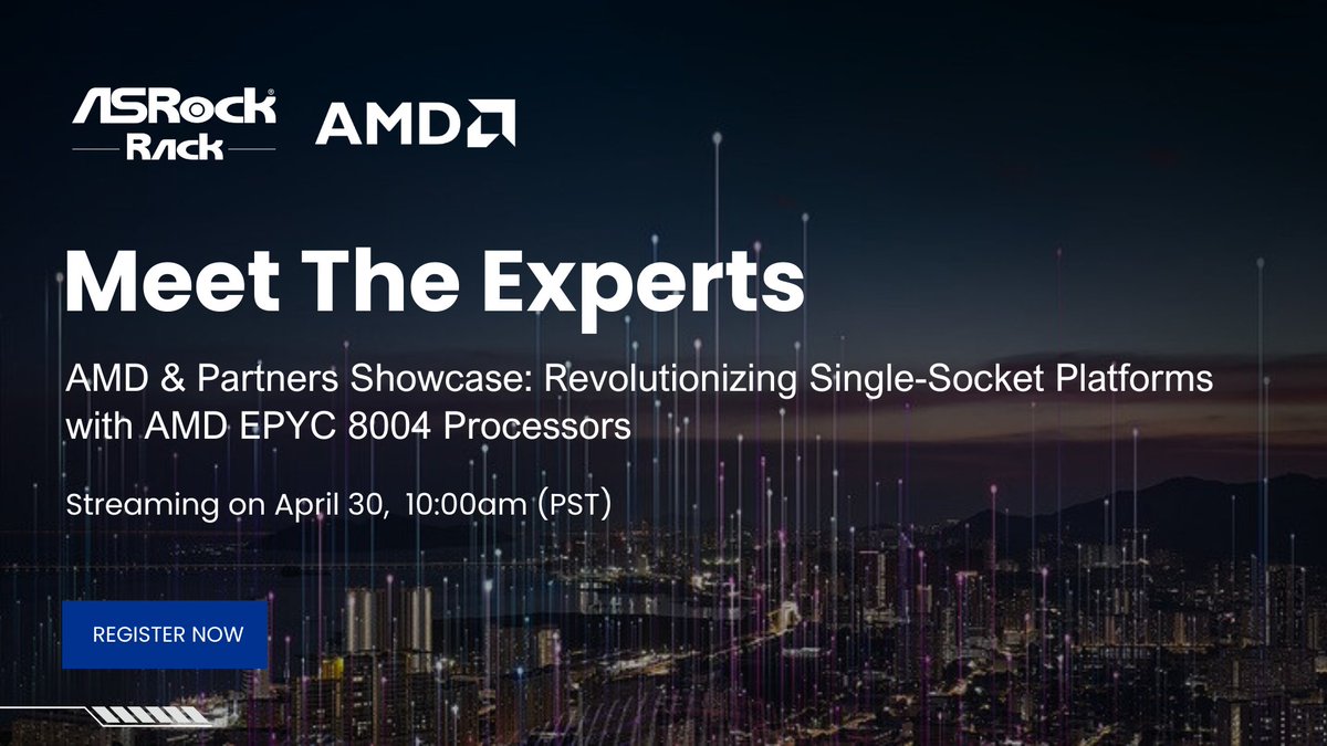 🚀 Join the Tech Revolution with ASRock Rack Inc. at the AMD Webinar! 

Discover how we're revolutionizing single-socket platforms with the AMD EPYC™ 8004 Processors! 💥

📅 Date: April 30th, 2024
🕒 Time: 10:00 am (PST)
🔗 Register now: lnkd.in/eSDM3pYs