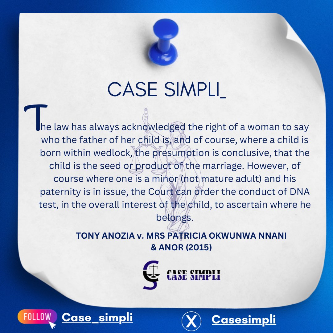 Read the Facts, Issues and decision of the case on our website: casesimpli.com/tony-anozia-v-…

 #nigerianlawschool #lawsan #casesimpli #lawstudents #legaladvice #nigerianlawstudent #lawsofnigeria #legaltip