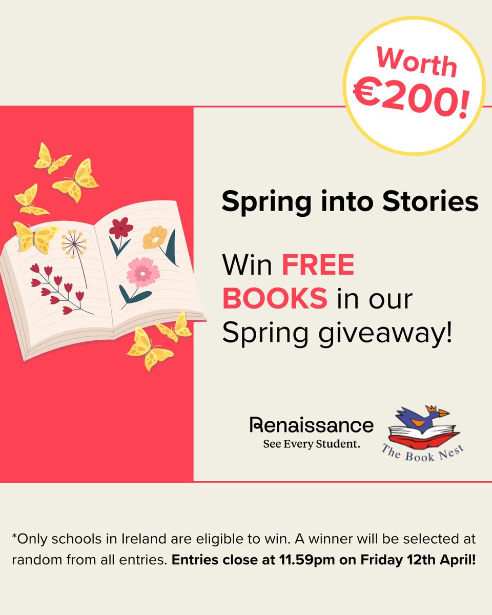 🌟Calling all schools in Ireland🌟 Today is your last chance to win €200 of books kindly sponsored by @TheBookNest To enter: 📚 Follow me, @TheBookNest & @AccReader 📚 Like and retweet this post 📚 Reply with the name of your school @FrancesKingsto2 @PatHanrahan1960