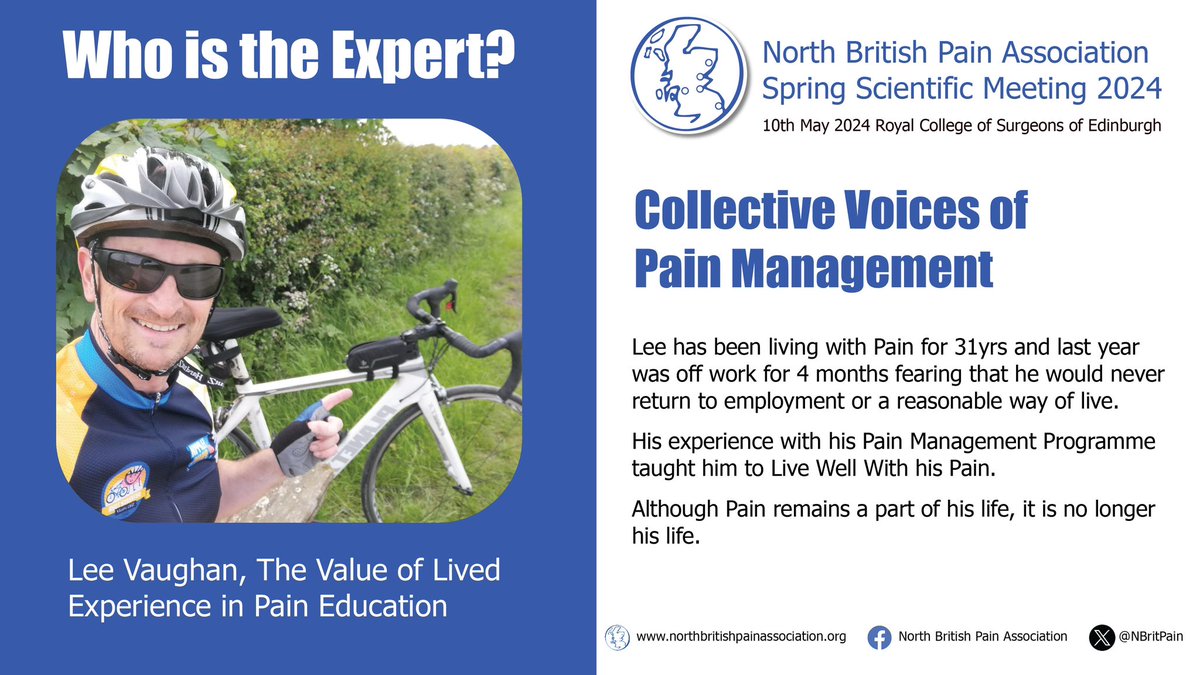 Come and join Lee and other speakers at our Spring Scientific Meeting this May, and be part of the “Collective Voices of Pain Management” 🗣️ Get your ticket before 13th April and don’t miss out on our early bird prices… eventbrite.co.uk/e/north-britis…