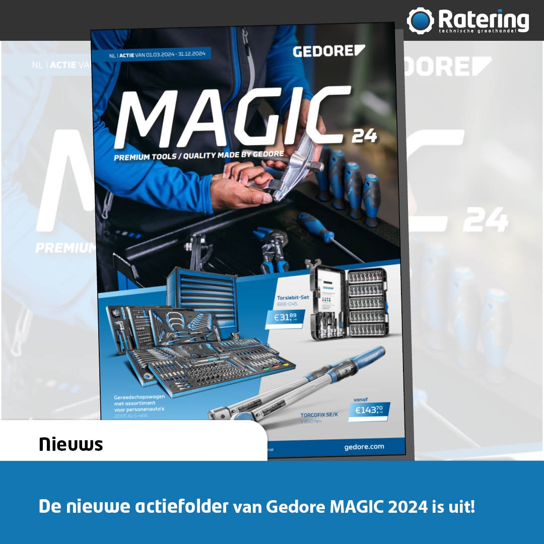 De nieuwe actiefolder MAGIC 2024 is nu beschikbaar. Naast het bekende Gedore handgereedschap vind je ook talrijke nieuwe producten in deze folder. Geldig t/m 31-12-2024 en/of zolang de voorraad strekt. #rateringulft #gedore p1e.nl/_55J