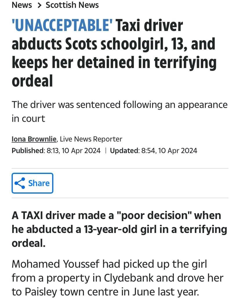 Thank god I don’t have kids because I’d be in jail for my actions….. there is a 2 tier justice system.. This taxi driver abducted a 13 year old girl but was only given 200 hours of unpaid work because he admitted it was a bad decision. If the judicial system doesn’t family and…