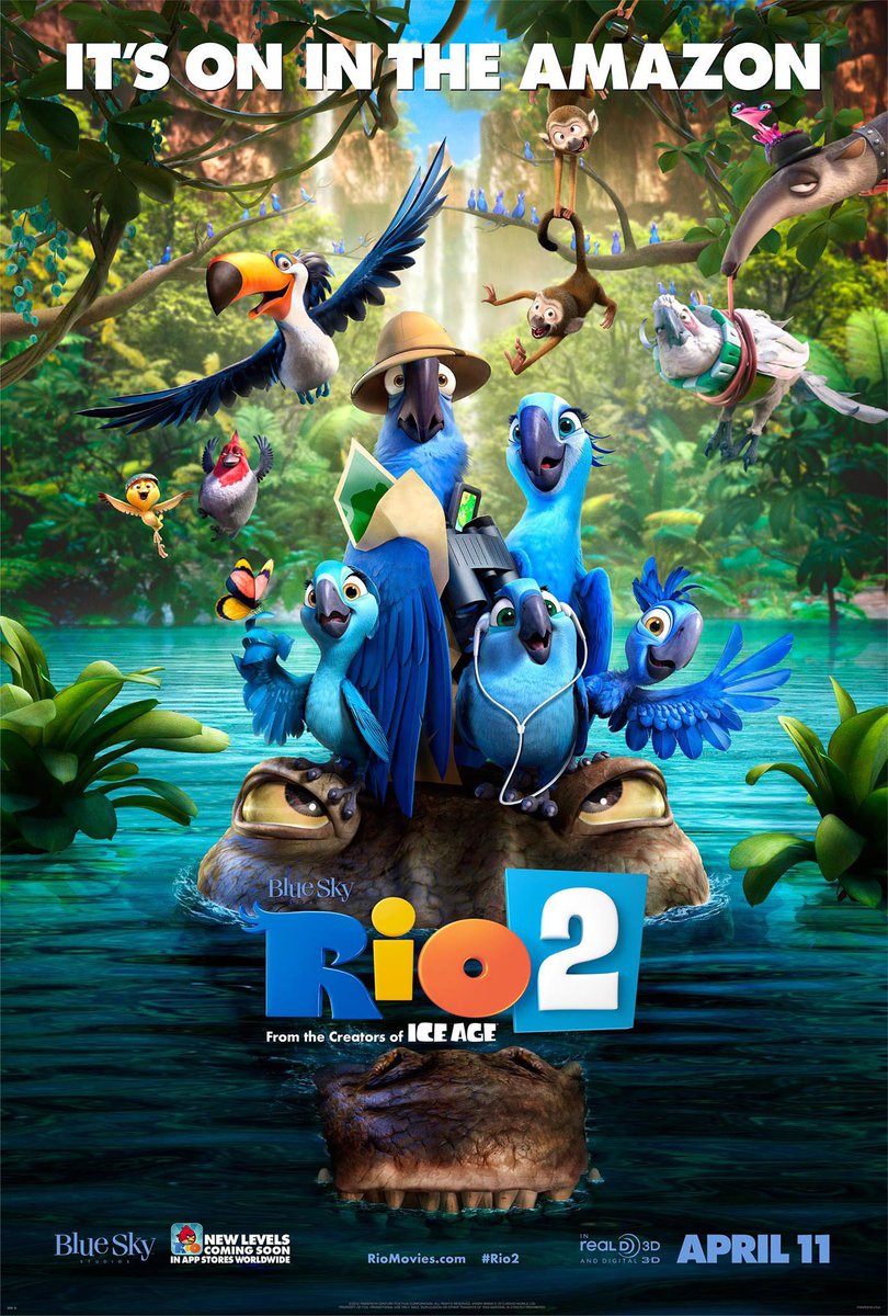 🎬MOVIE HISTORY: 10 years ago today, April 11, 2014, the movie ‘Rio 2’ opened in theaters! #JesseEisenberg #AnneHathaway @AJemaineClement @KChenoweth @iamwill @georgelopez @BrunoMars #LeslieMann #RodrigoSantoro #RitaMoreno @TracyMorgan @iamjamiefoxx #RachelCrow @AmandlaStenberg