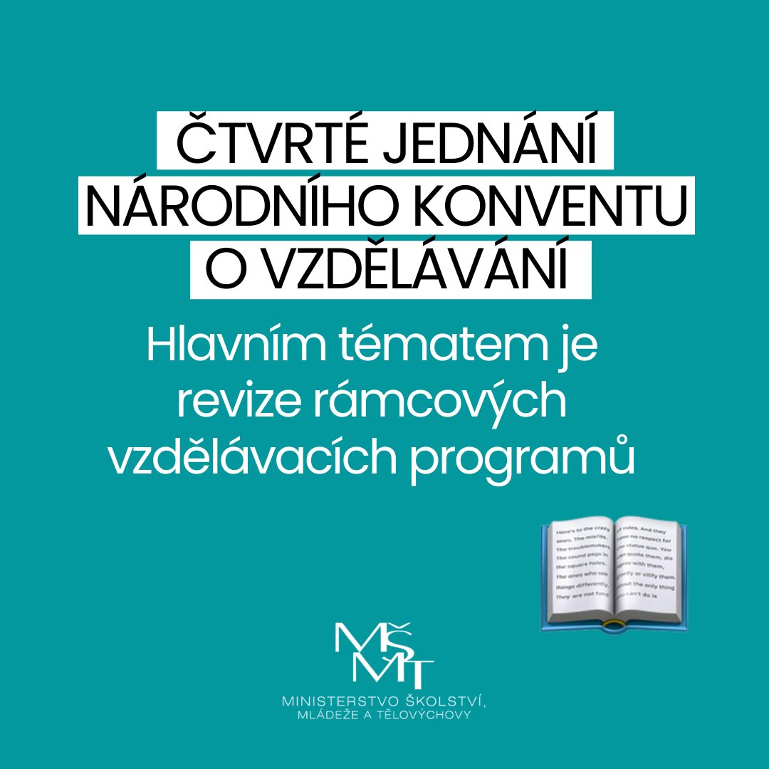 Začalo čtvrté jednání Národního konventu o vzdělávání pod záštitou MŠMT. Hlavním tématem je revize rámcových vzdělávacích programů. 🔗Sledujte živý přenos: youtube.com/watch?v=jljg38…