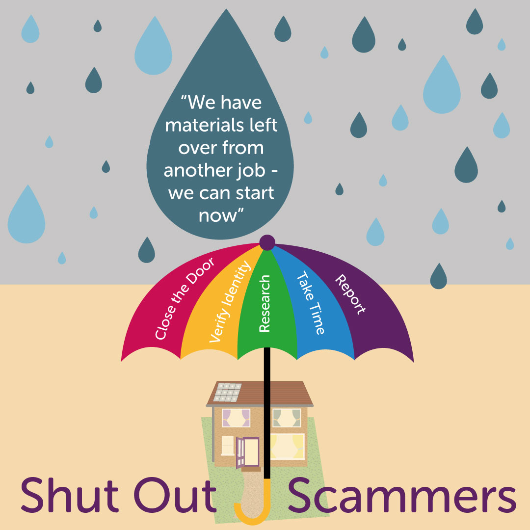 Has a cold caller told you they are working for the local council and have some materials left over so can offer a cheap deal on a new driveway? Ask them to wait and close the door while you phone the council to verify their identity. #ShutOutScammers