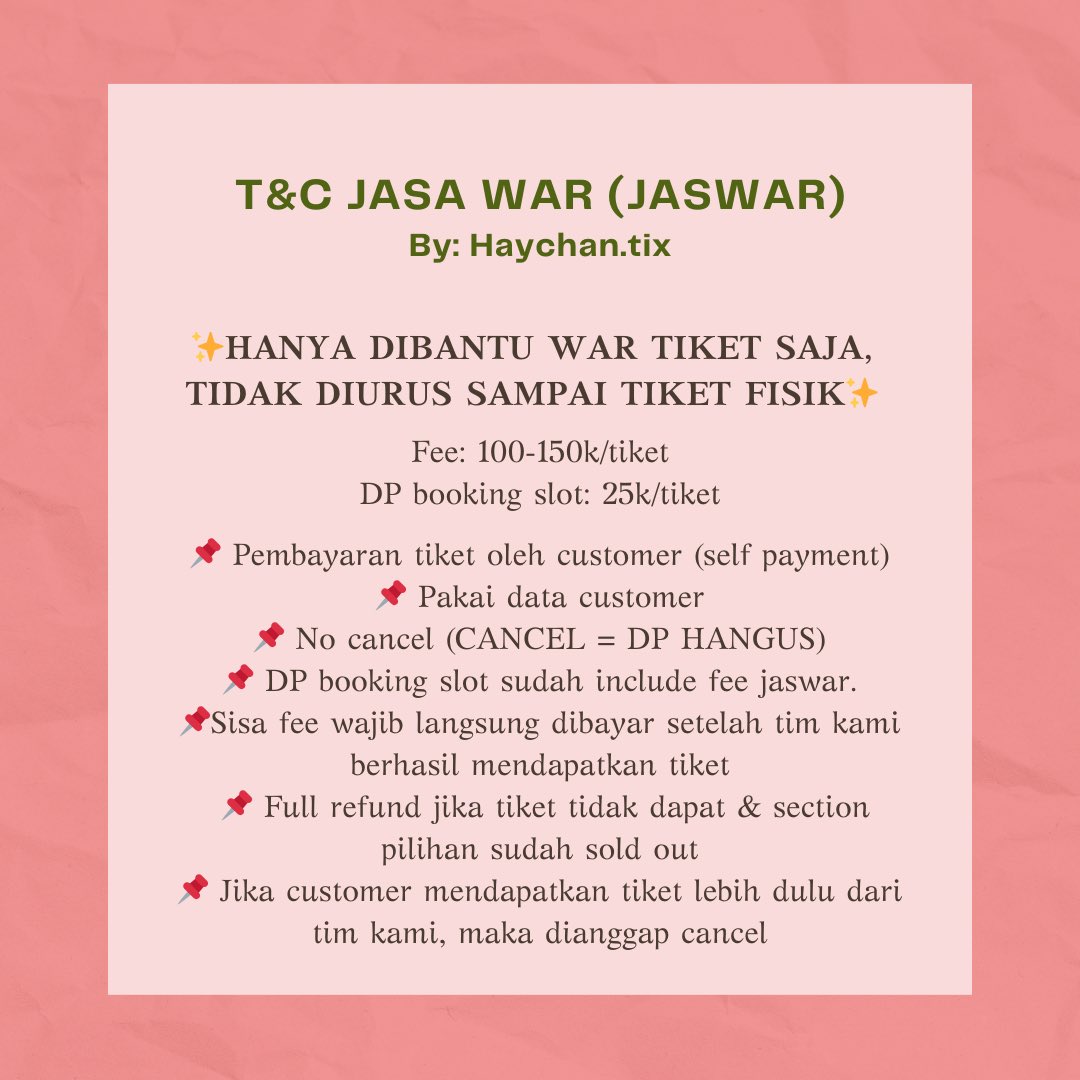 Haychan.tix | JASTIP & JASWAR TIKET tweet media