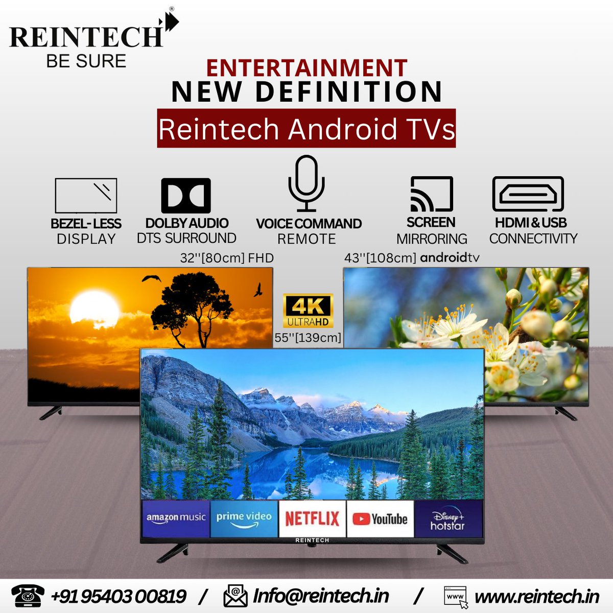 The ultimate definition of entertainment is here! 💥 Experience the power of Reintech Android TVs and never settle for less again. reintechshop.com #Reintech #besure #entertainment #ReintechTV #AndroidPower #television #technology #IPL2024 #TATAIPL2024 #FridayFeeling