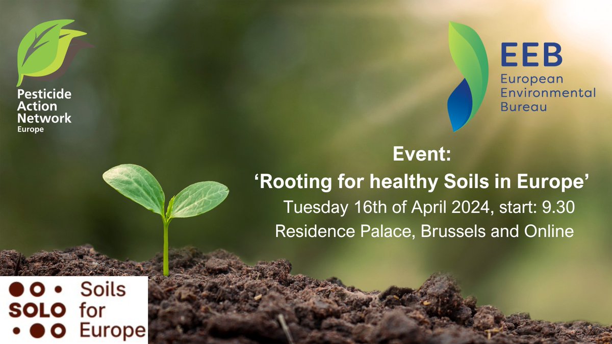Join our event with @EuropePAN to hear from policymakers, scientists, farmers and civil society as they discuss key issues surrounding #SoilHealth and what the #SoilMonitoringLaw can and must include to bring EU soils back to health🪱 🗓️16 April Book now👉eeb.org/rooting-for-he…