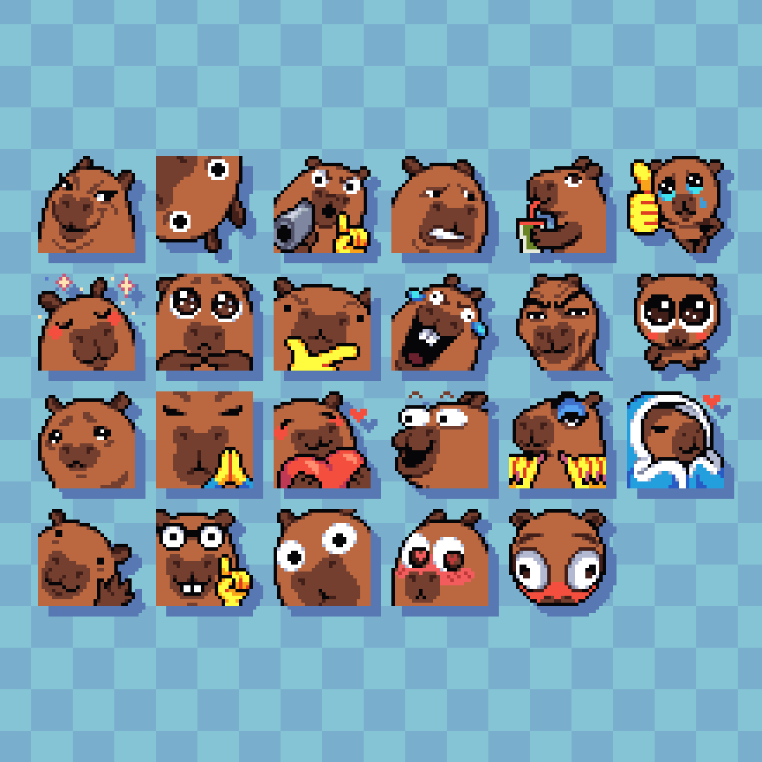 made some more emotes for my  stream lol .. #pixelart #capybara