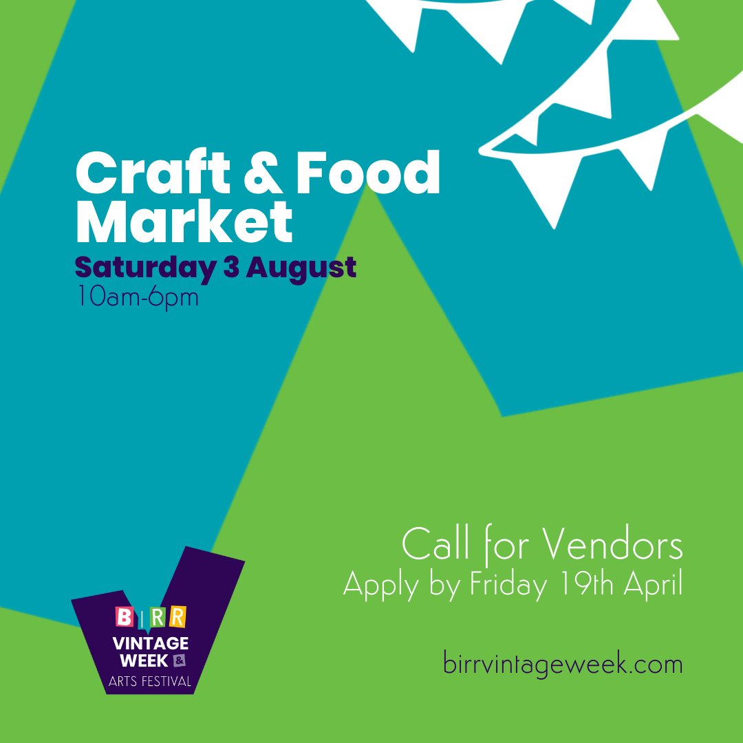 ⏰ 1 WEEK LEFT TO APPLY Whether you're an artist, maker, traditional craftsperson, food truck or hobbyist you are invited to submit an application form. ​ 🗓️ Deadline to apply is next Friday 19th April, 3pm ➡️ birrvintageweek.com/market