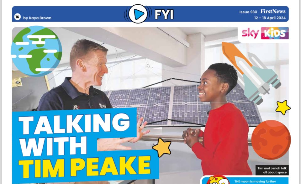 An all British mission to the @Space_Station is the exciting news revealed by @astro_timpeake to @FYI_SkyTV @SkyNews and on the front page of @First_News! @esa @spacegovuk