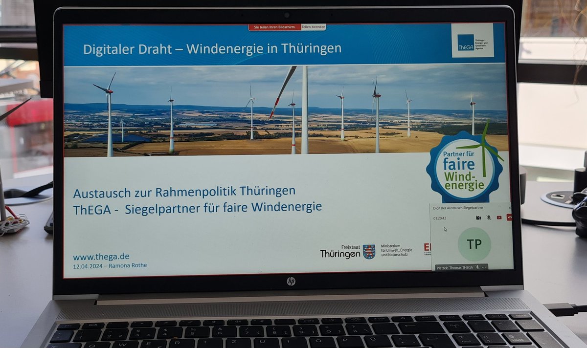 Ramona Rothe (@ramona_rothe) on Twitter photo Erstmalig für unsere Siegelpartner für faire Windenergie! "Digitaler Draht" Ein Austauschformat zur Thüringer Rahmenpolitik Windenergie. Danke an @UmweltTH für die Unterstützung. 😊 <a href="/ThEGA_news/">Landesenergieagentur ThEGA</a> <a href="/bEEmerkenswert/">Bundesverband Erneuerbare Energie e.V. (BEE)</a> <a href="/BWEeV/">Bundesverband WindEnergie e.V.</a> @m_gleichmann <a href="/Frankforfuture/">Frank Schindler</a> Erstmalig für unsere Siegelpartner für faire Windenergie! "Digitaler Draht" Ein Austauschformat zur Thüringer Rahmenpolitik Windenergie. Danke an @UmweltTH für die Unterstützung. 😊 <a href="/ThEGA_news/">Landesenergieagentur ThEGA</a> <a href="/bEEmerkenswert/">Bundesverband Erneuerbare Energie e.V. (BEE)</a> <a href="/BWEeV/">Bundesverband WindEnergie e.V.</a> @m_gleichmann <a href="/Frankforfuture/">Frank Schindler</a>