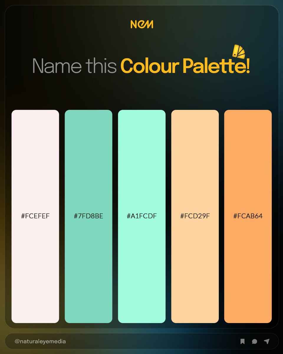 Get creative! What would you name this colour palette, and where would you use it? Let us know in the comments 👇

#colourpalette #graphicdesign #visualarts #designtips #illustrator #photoshop #figma #procreate #artist #fyp #designgames