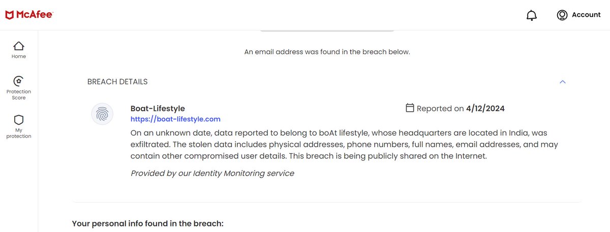 manukraj's tweet image. Whaaaatt!!!!!!!!!
@RockWithboAt Attention all Boat Lifestyle customers! Data breach alert! Your privacy may be compromised. Stay informed and take precautions! #DataBreach #BoatLife
@McAfee  Thanks for the information