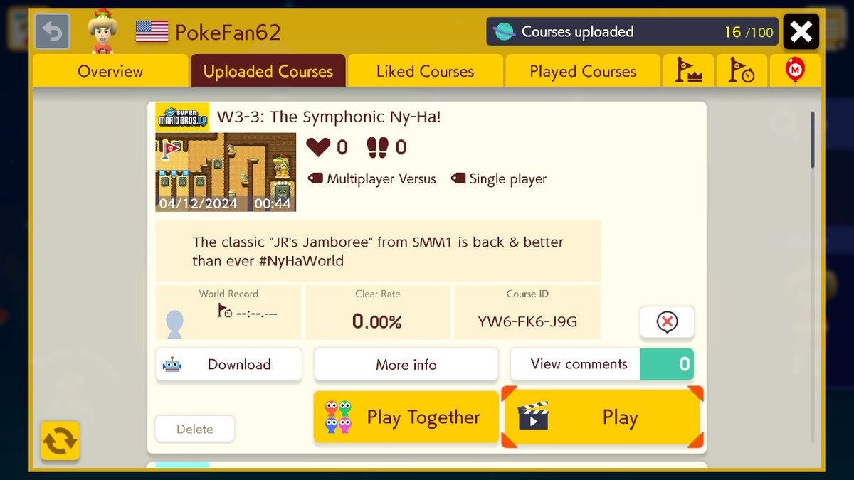 It is that time again. Can you conquer JR's symphonic masterpiece? 8) ;) #Nintendo #SuperMarioMaker2 #NintendoSwitch #NyHa #NyHaWorld