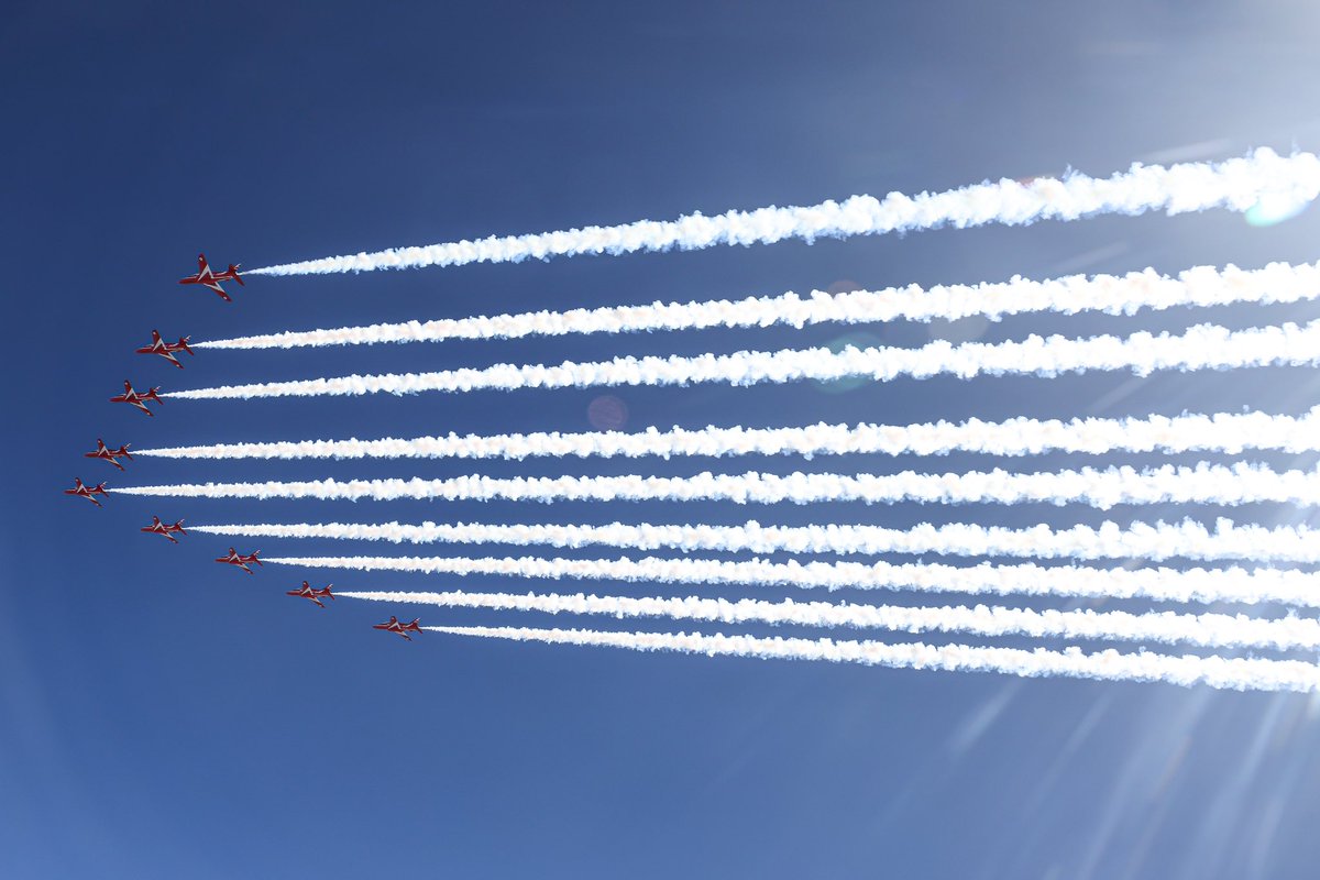 Glorious images, including above the #Alps, from the transit across mainland Europe by the #RedArrows yesterday, flying from @rafwaddington to #Croatia to begin pre-season training, known as Exercise Springhawk. 📸 Corporal Phil Dye flying with Red 10.