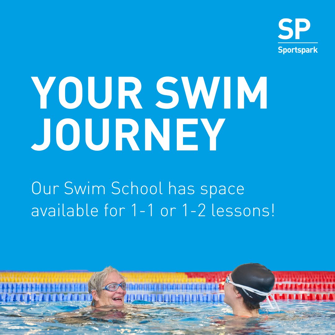 Our Sportspark Swim School has spaces for 1-1 or 1-2 lessons on different days during the week to suit you. Find out more including prices, teachers and all about our swimming pool at sportspark.co.uk/sports/learn-t…