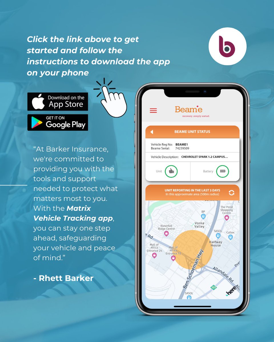 With the Matrix Vehicle Tracking app, you can take safety into your own hands and stay one step ahead of potential threats.

Get started here: barker.co.za/news/entry/you…