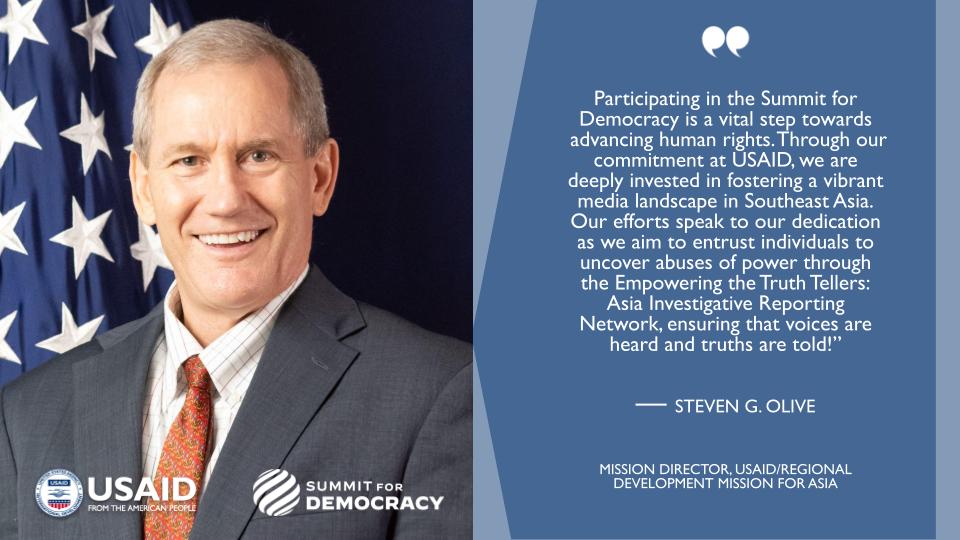 At the third #SummitForDemocracy, @USAID highlighted how our Empowering the Truth Tellers: Asia Investigative Reporting Network is enabling safe & impactful investigative journalism that exposes abuses of power, fights #corruption, & promotes #accountability.