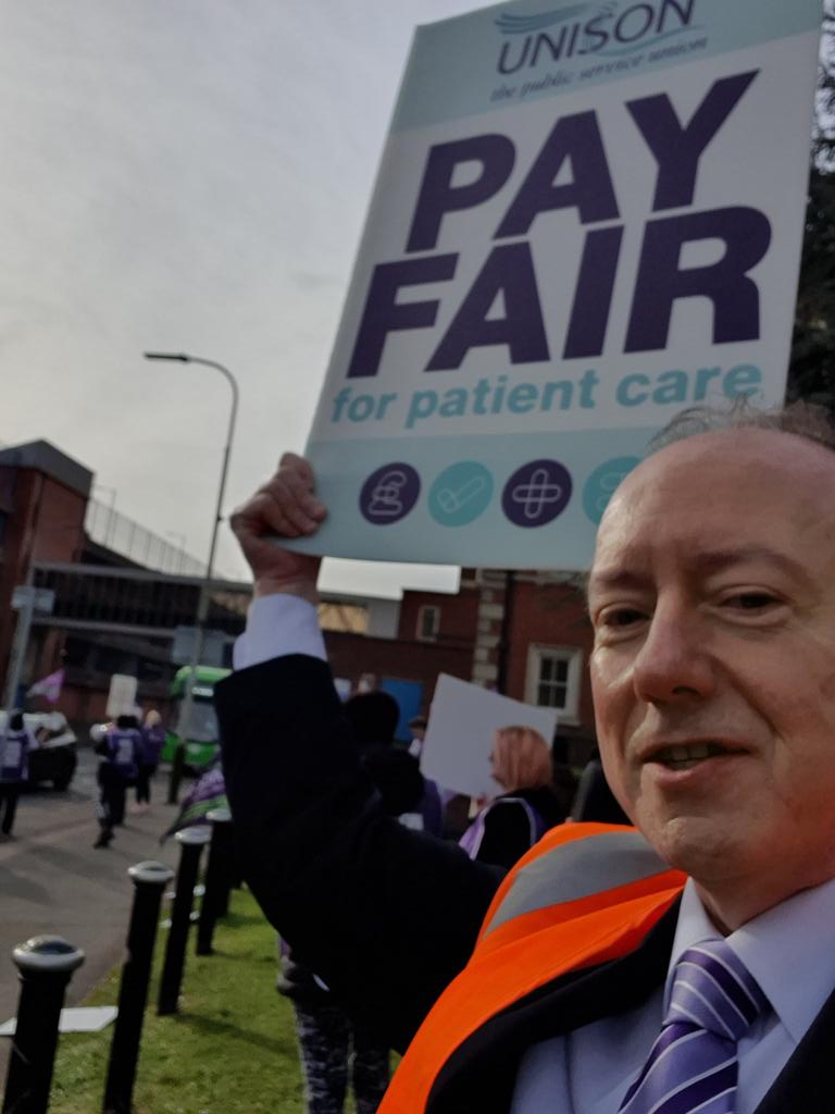 @Leic_hospital need to Pay Fair for Patient Care. On the @UNISONEastMids picket line at Leicester Royal Infirmary today with HCAs who are just asking to be paid at the correct grade! They've done the work, pay them for it!