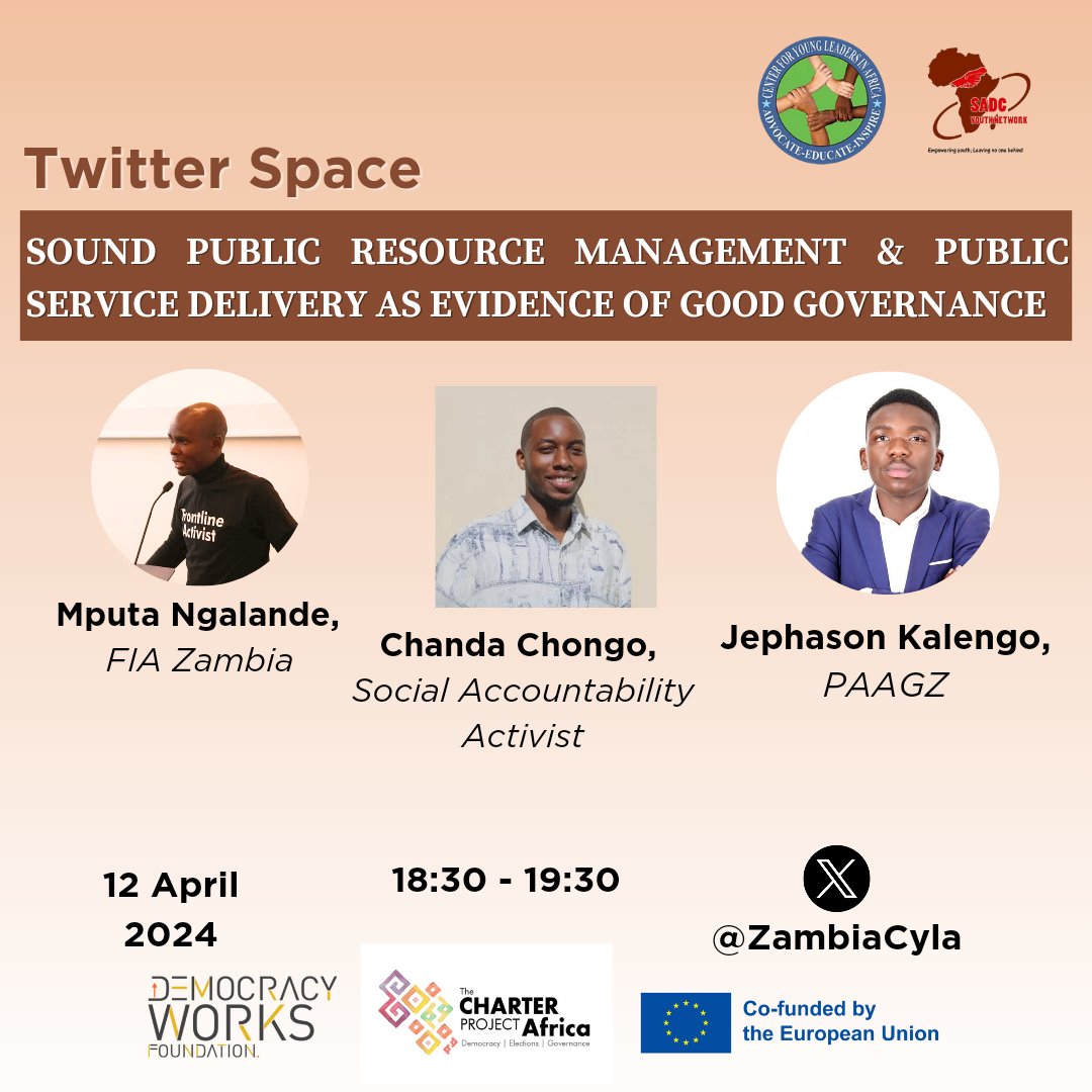 #ZedTwitter, you are invited to this Twitter Space exploring how the ACDEG promotes prudent public resource management and quality public service delivery as a sign of good governance. 12 April, 2024 | 18:30. Join:x.com/i/spaces/1rmgp… #ZibaniACDEG #ACDEG #DGTrends