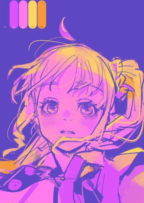 「blonde hair purple background」 illustration images(Latest)