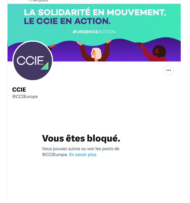 🚩Bloqué par les islamistes du @CCIEurope🚩

Dénonçons cette officine islamiste (Ex CCIF) ,ils ont mis une cible sur le gérant de #GEOX #Strasbourg  qui AVAIT TOUS LES DROITS DE REFUSER CETTE FEMME VOILÈE 

La dénonciation ,même methode que pour Samuel Paty ,c'était avec le #CCIF