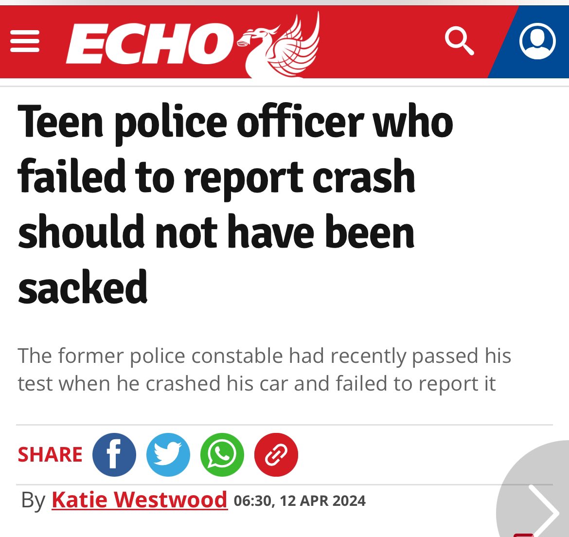 A teenage Police Officer who was sacked for failing to report a car crash has had his dismissal overturned on appeal. Former Police Constable James Potter crashed his grey Ford Focus into a parked Citroen CI in the car park of Merseyside Police Training Academy in Allerton on…