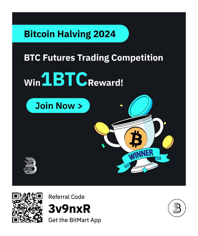 🎉Hãy sẵn sàng cho #BitcoinHalving2024! Chúng tôi sẽ tặng 1 $BTC, bất kể giá trị của BTC sau halving là bao nhiêu. 🚩Tham gia Cuộc thi giao dịch hợp đồng tương lai của chúng tôi để có cơ hội giành chiến thắng! 💰 🥇Tham gia ngay: bitmart.com/activity/Bitco… 📈 Theo…