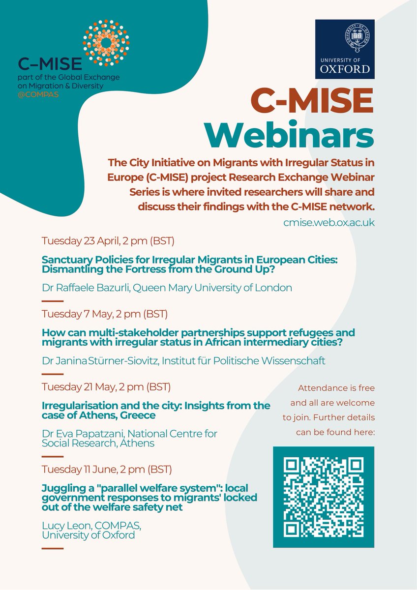 Don’t miss our exciting new C-MISE Webinars series, starting this month. We have a great line-up of speakers for these free @COMPAS_Oxford events: @RaffaeleBazurli, @JaninaSturner, @lucyleonlev and @EvaPapatzani. Sign up now – details below: