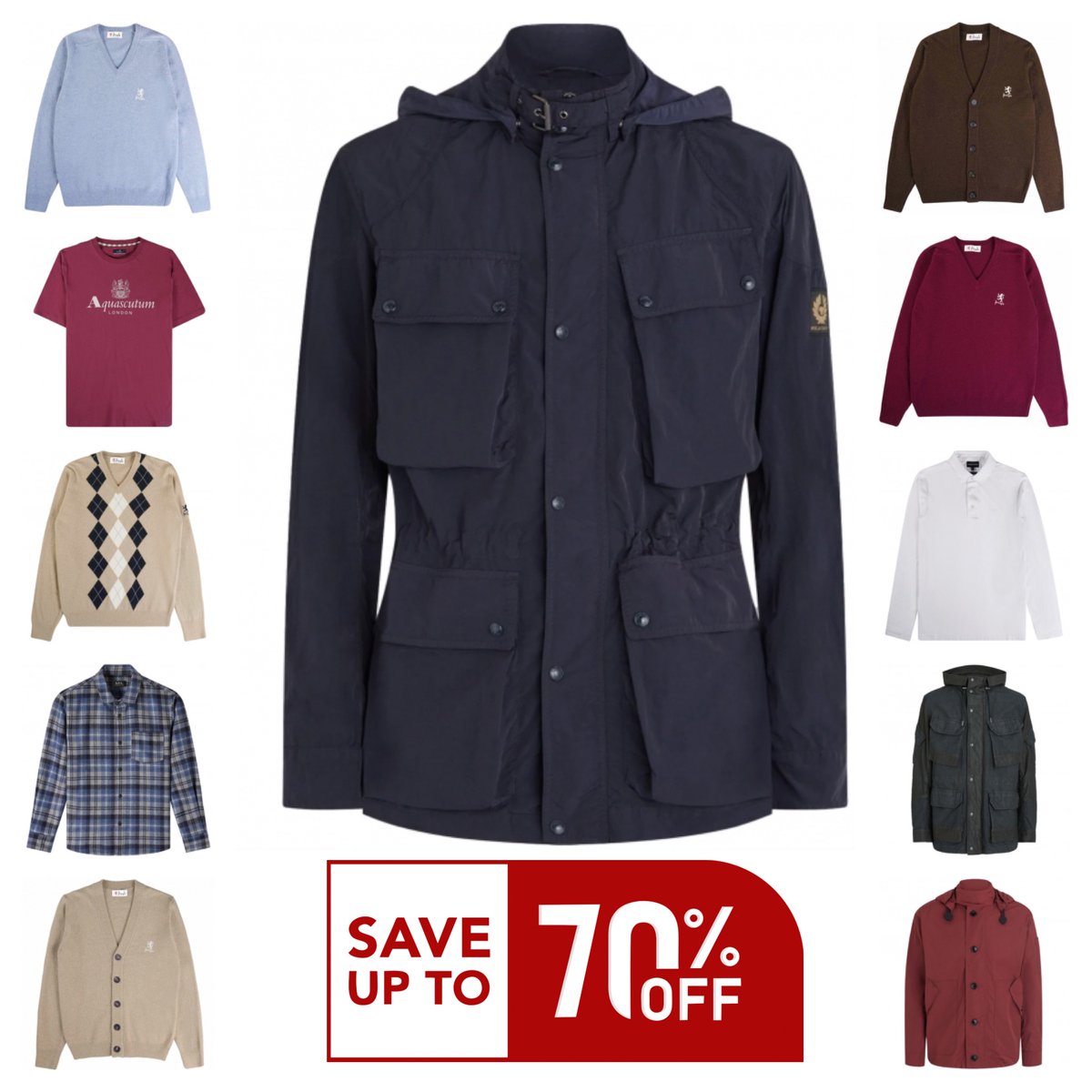 #Ad Explore over 25 pages of premium men's designer fashion now on clearance sale at tidd.ly/3JdF9VY Enjoy savings of up to 70% off on renowned brands like Aquascutum, Belstaff, Lois Jeans, Pringle of Scotland, Armani, and more.