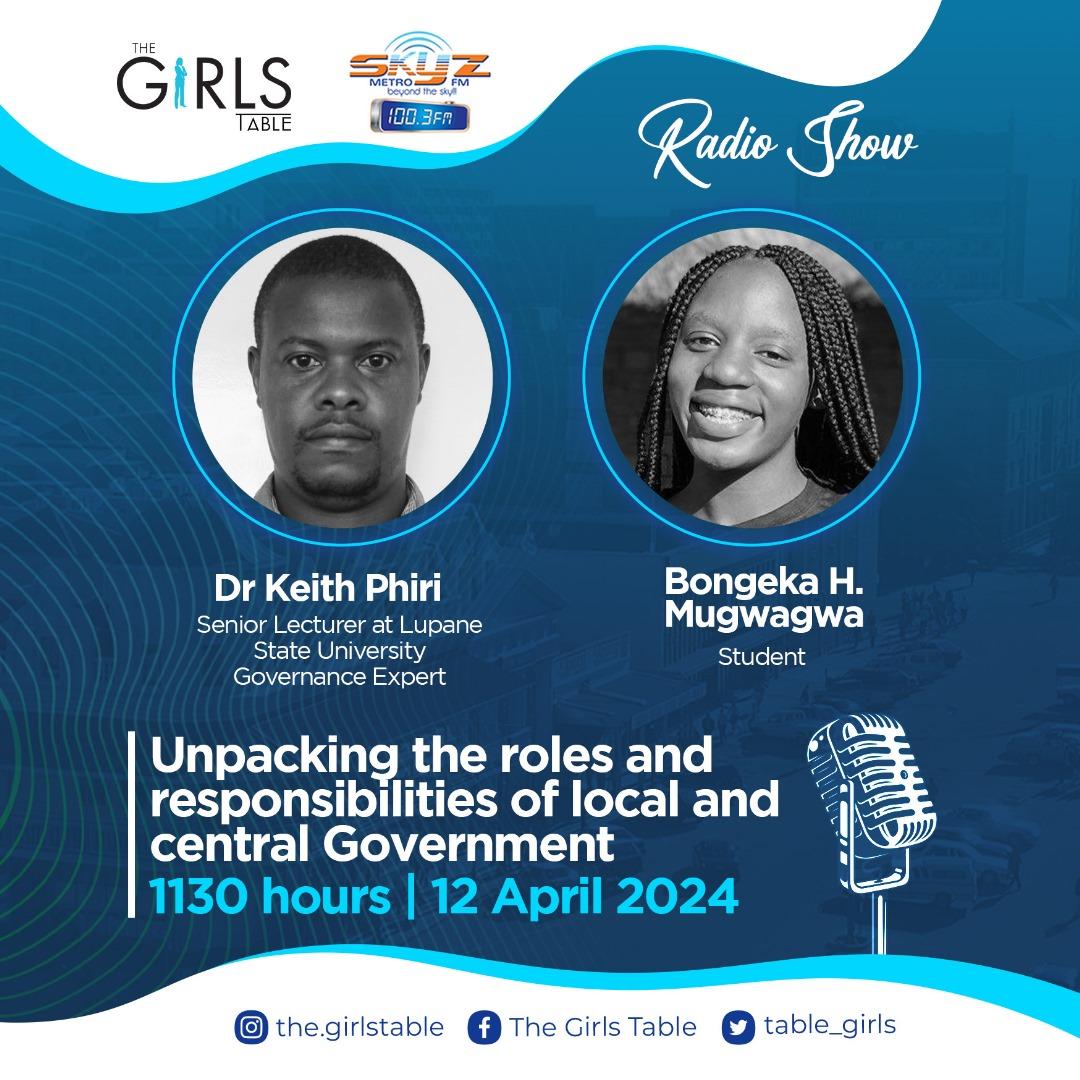 Join Dr Keith Phiri, a governance expert and Lecturer and Bongeka H. Mugwagwa, live today at 1130 hours at SkyzMetroFm. He will Unpack the roles and responsibilities of local and central government. #HerVoice