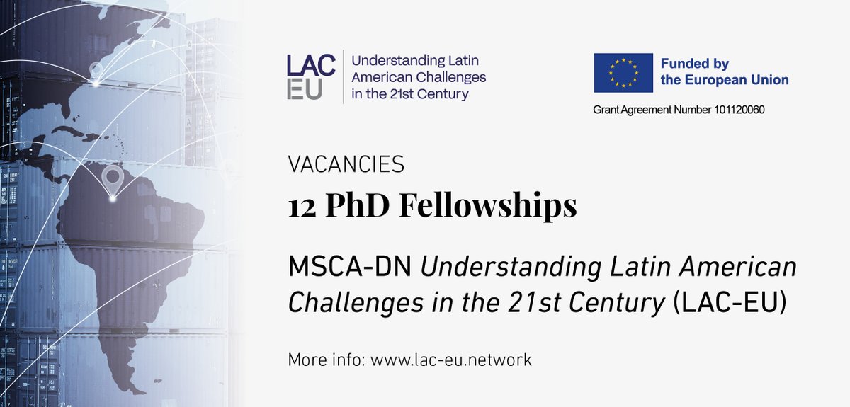 👋 Are you interested in applying for a PhD position within the @MSCActions-Doctoral Network LAC-EU, funded by the EU? Join us next week for an information session about it! 🗓️ Wednesday, April 17 ⏰ 16:00 (CEST) 🔗 Registrations: bit.ly/3Ub4Soa