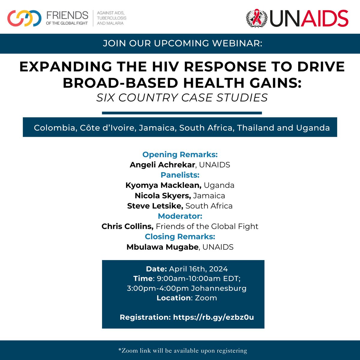 Join @UNAIDS & @theglobalfight's webinar on how expanding the HIV response can drive broad-based health gains. Experts will discuss how HIV initiatives drive progress towards ending AIDS & achieving universal health coverage. 📅 16 April, 3:00pm CET 🔗 ow.ly/2EzC50Raknm