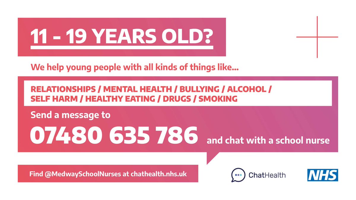 At times, young people and families may need advice or support. Our school nurses are here to support via #ChatHealth and can offer guidance via text. For more information about where you can get support 👉chathealth.nhs.uk/start-a-chat/