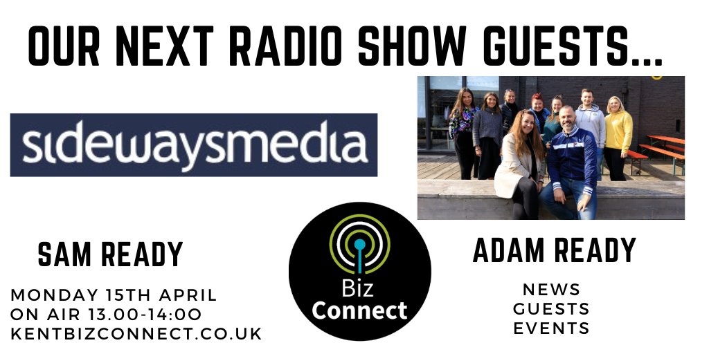 Our Next Radio Show Special Guests; Sam & Adam Ready - Sideways Media, @insideKENT. Join us on Monday 15th April, 1-2pm. #Kent #Essex #Sussex; #tourism #hospitality #media #publishing #lifestyle #magazine; kentbizconnect.co.uk