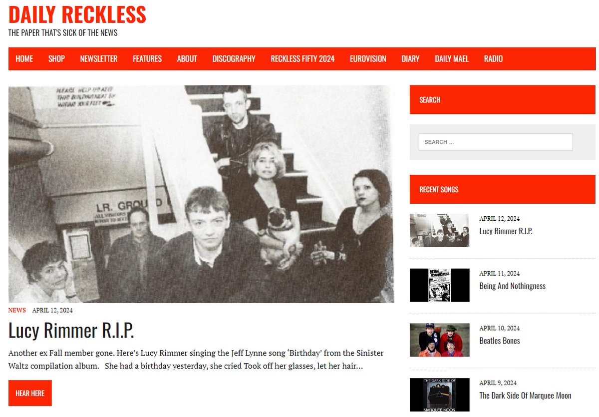 This morning's front page song at the Daily Reckless. dailyreckless.com/2024/04/12/luc… #LucyRimmer #fallfriday