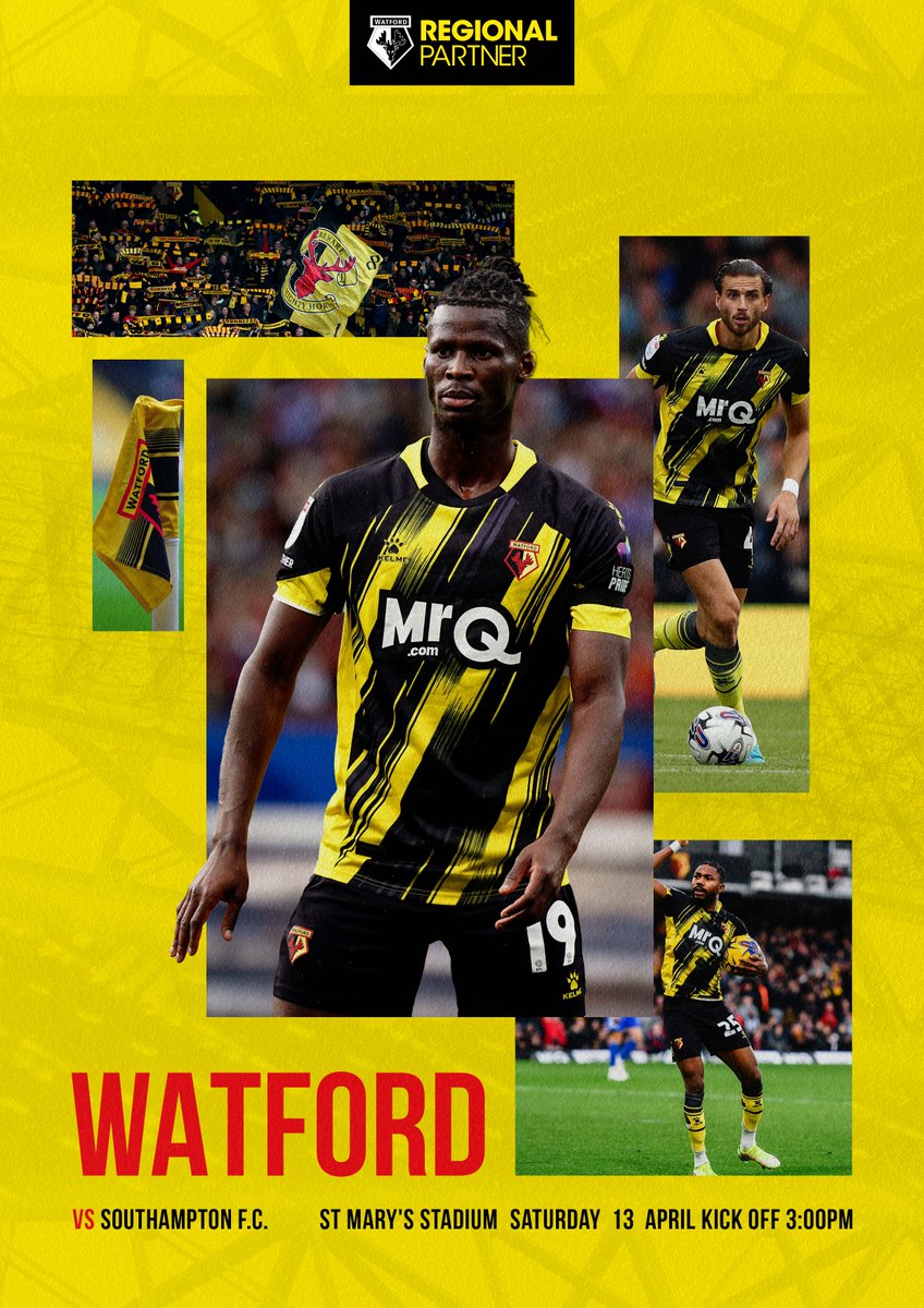 Watford FC face Southampton in the Championship this weekend! Everyone at the Watford FC Regional Partner Programme would like to wish the team all the best ahead of the fixture. #RegionalPartner #Partnership #Watford #WatfordFC #Community #EFL