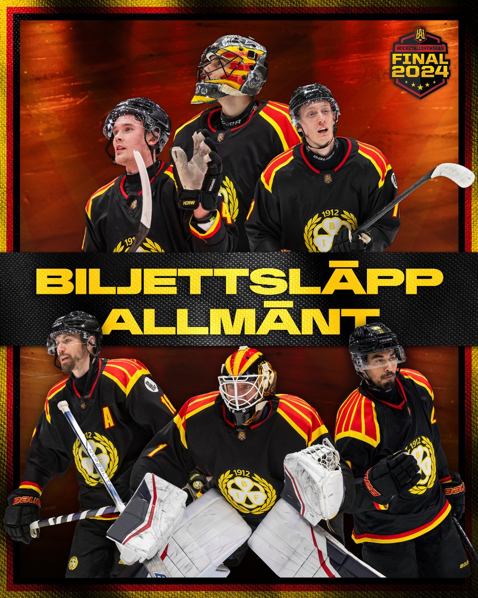 🔥 BILJETTSLÄPP FINALMATCH 1:7 & 2:7 🔥 ✅ Förturen är nu över och biljetterna finns tillgängliga för alla! Nu fyller vi arenan - Vi är Brynäs IF! 🎟️ Köp din biljett på brynas.se/biljett eller i Brynäsappen!