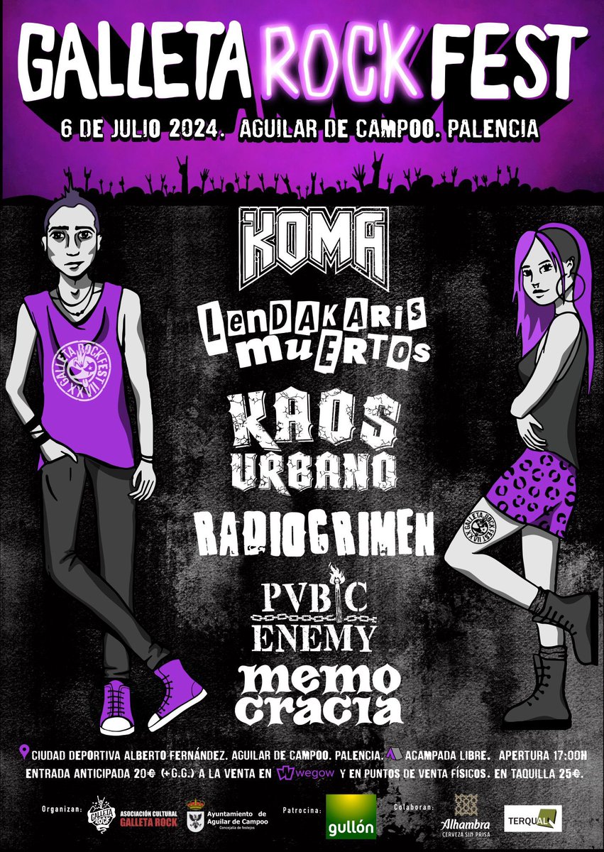 GalletaRockFest's tweet photo. 🔥 CARTEL #GRF24 🍪🎸
Años dejamos el cartel de este, ¿qué os parece? Aprovechamos para volver a dar las gracias a @Gullon_esp y @Aytoaguilar por su apoyo una edición más 😊💪🏼

👉🏼 Además… sorpresa en nuestro Instagram y/o Facebook… ¡SORTEO! 🎫 🎟 ! https://t.co/em5AZFqKSo