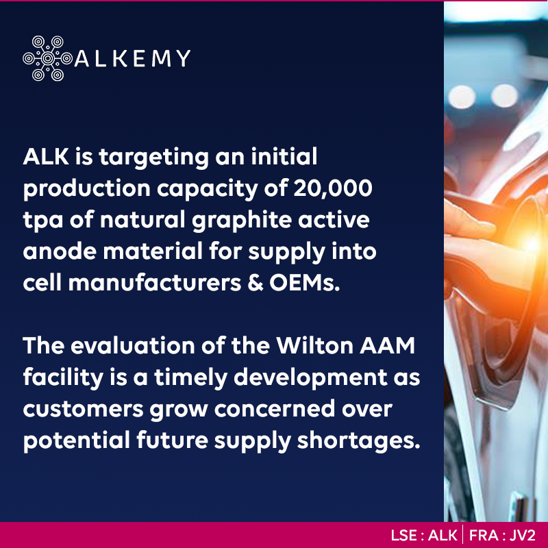 #ALK MOU with Syrah for a JV will evaluate the development of a commercial-scale natural #Graphite AAM processing facility in the UK🇬🇧

The Wilton AAM facility is proposed to be supplied with graphite from Syrah's Balama project, the world's largest integrated graphite operation
