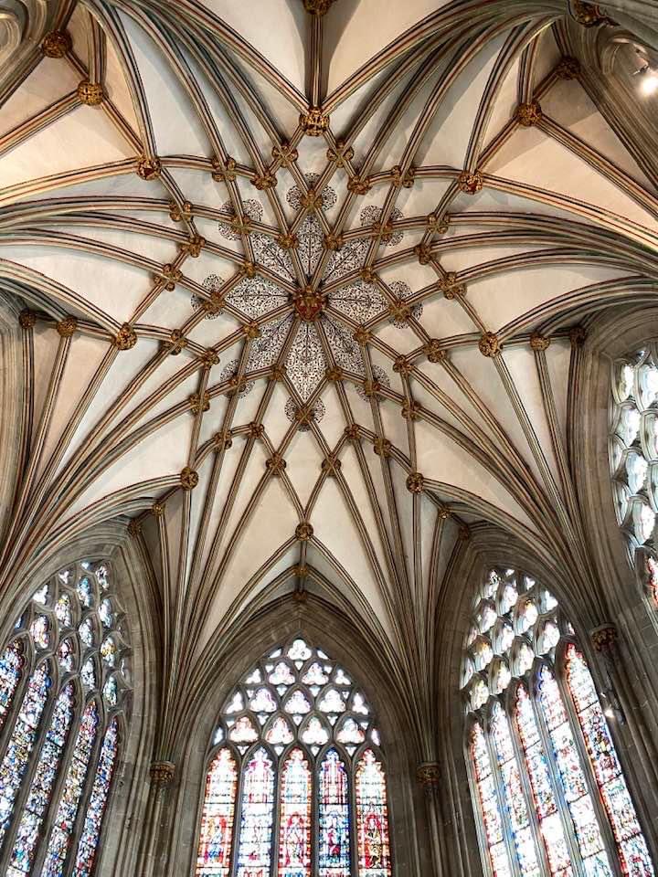 Eight sided Lady Chapel vault in Wells Cathedral. It was added to the cathedral in 1326 by Thomas of Whitney Last April
