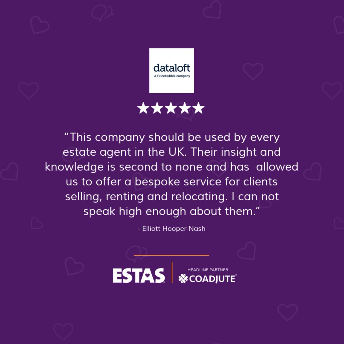 Thank you so much to the many clients across Dataloft by PriceHubble who give up their time to leave a review. It means so much to our team. If you would like to find out why our clients are so happy with us, do visit dataloft.co.uk to find out more.