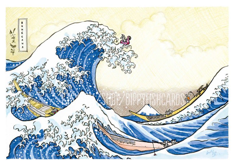 I have a small gallery of Whimsical Wabbit Art, shamelessly ripped off from Old Masters and repopulated with 100% MOAR BUNNEH… available as A4 prints and cards… See Link in Bio 5) HOPkusai’s Great Wave at BUNegawa #mhhsbd #elevenseshour