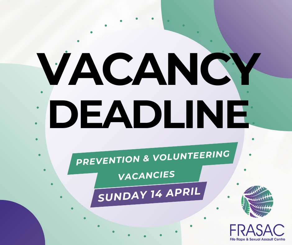 Hooray it is Friday! Just a reminder that this Sunday is the deadline for both Prevention Practitioner and Volunteer opportunities. Don't delay apply today at frasac.org.uk/about-work/ for Prevention or frasac.org.uk/support-volunt… for volunteering, good luck!