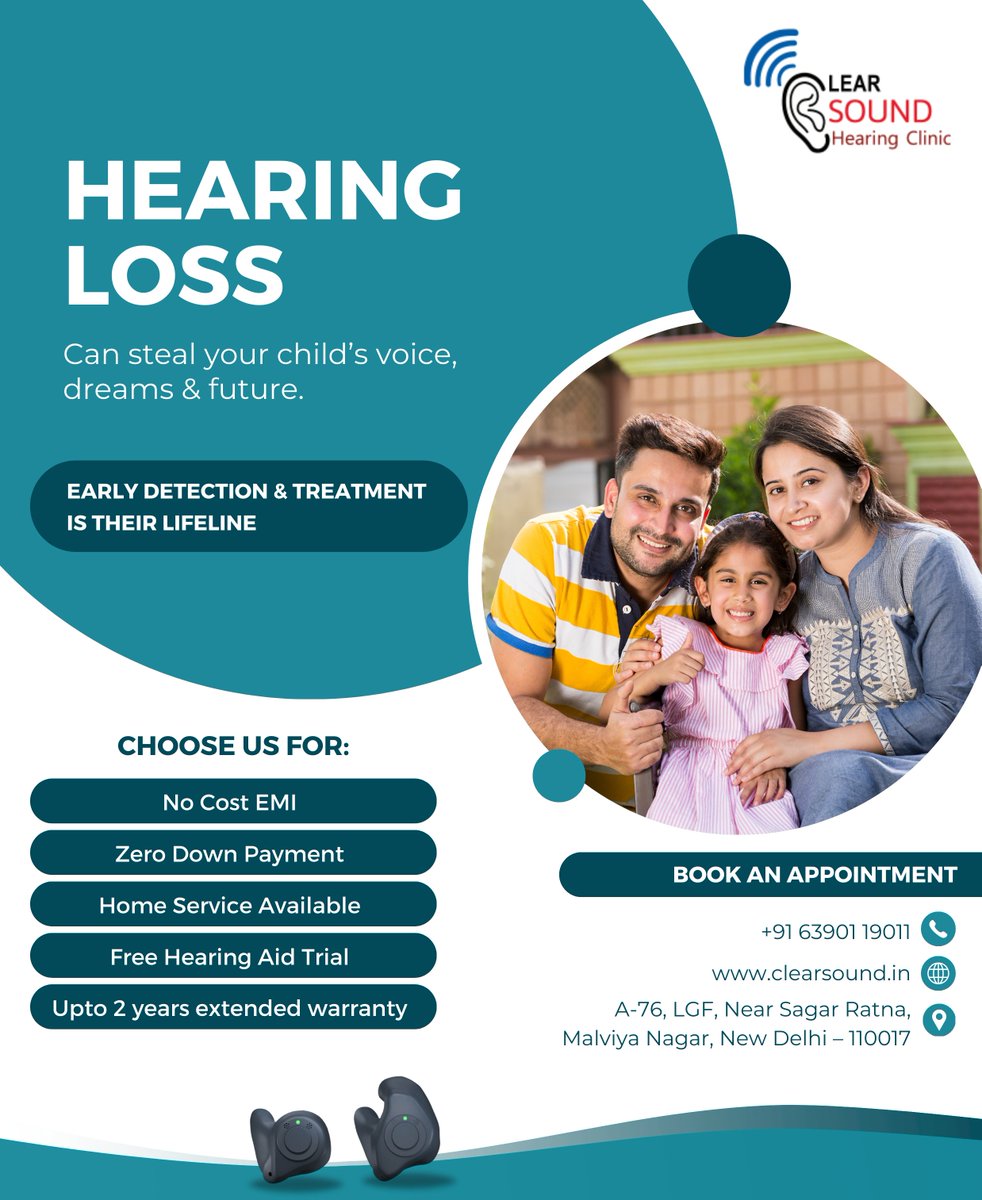 Get a Hearing check-up of your child at Clear Sound and ensure your child’s hearing health with our skilled & experienced audiologist. Act now because Early Detection = Early Prevention.. 

Call us @+91 6390119011 for any inquiry.

#clearsound  #hearingloss #hearingaids