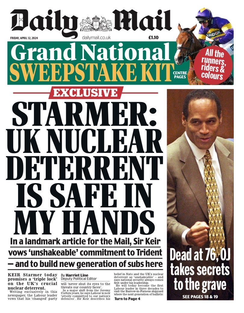 This is a big day for Labour. Not the commitment to CASD - which was always rock solid - but the cut-thru to the Mail and its readers. Labour is now the party of defence 👇🏽