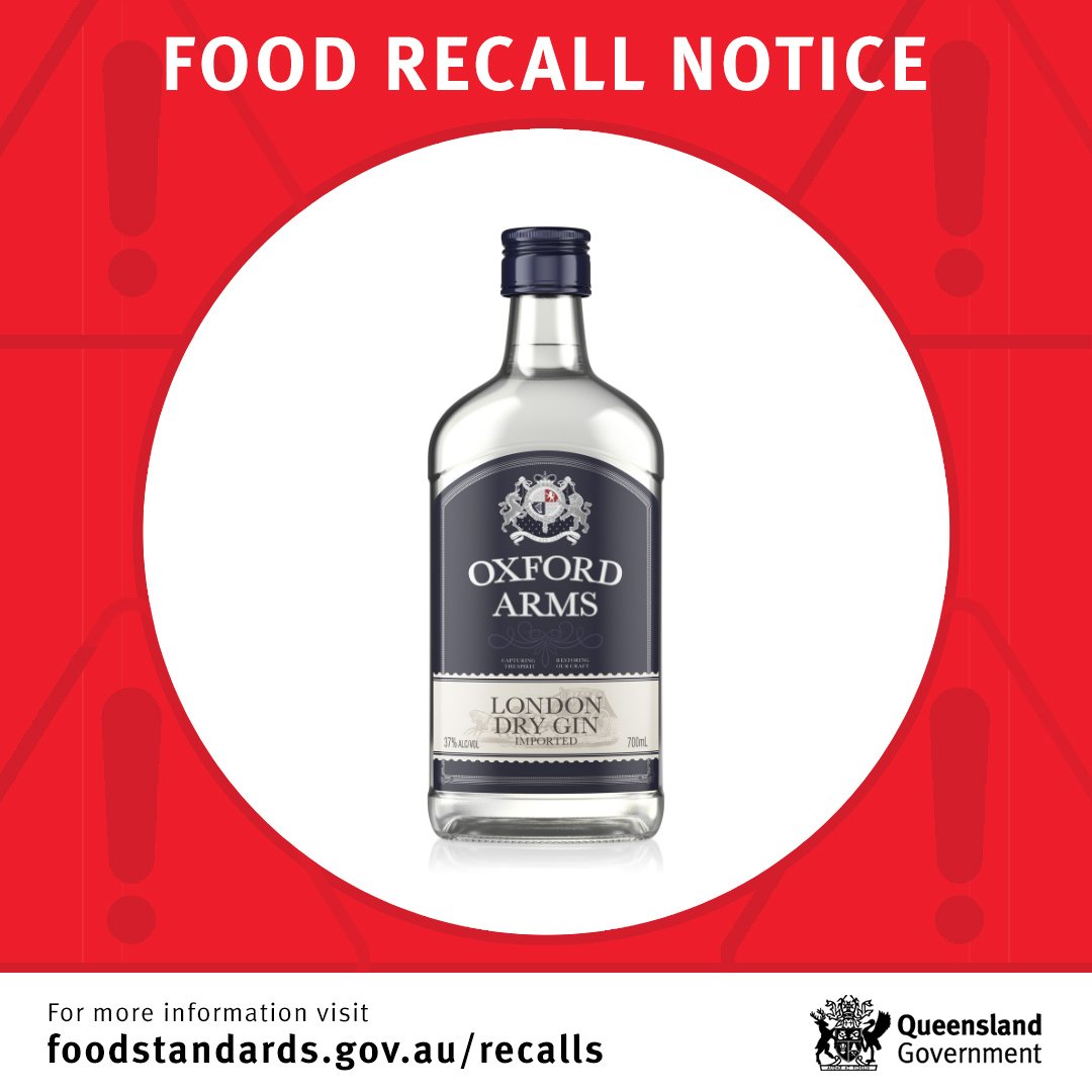 ⚠️ Food recall notice ⚠️ Pinnacle Drinks is conducting a recall on Oxford Arms London Dry Gin 37% 700ml. The recall is due to potential chemical contamination (styrene). The product is sold at BWS, Dan Murphy’s and Woolworths Online. 👉 Learn more here:…