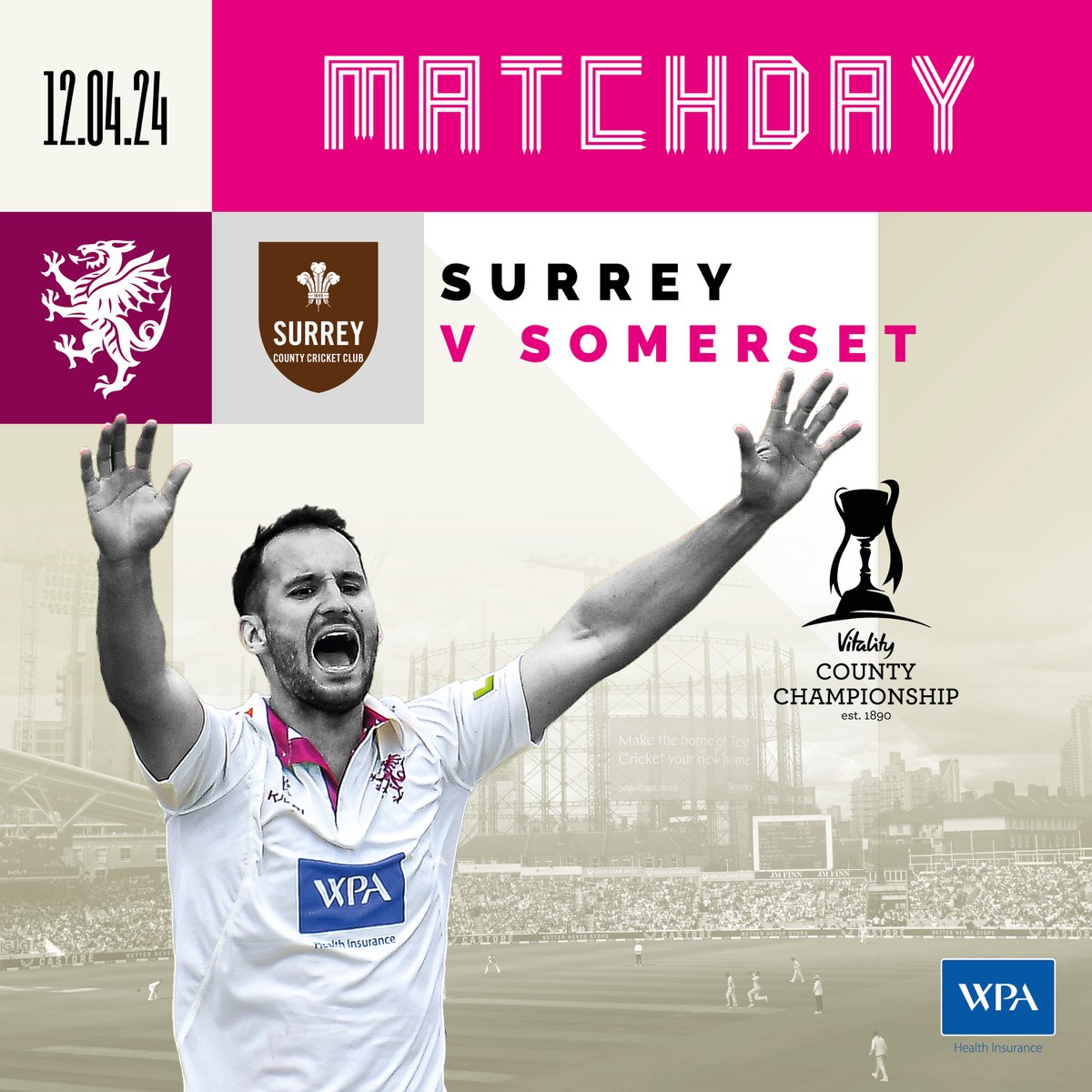 The Oval awaits 👊

⏰ 11am

#WeAreSomerset
#SURvSOM
@WPAinsurance